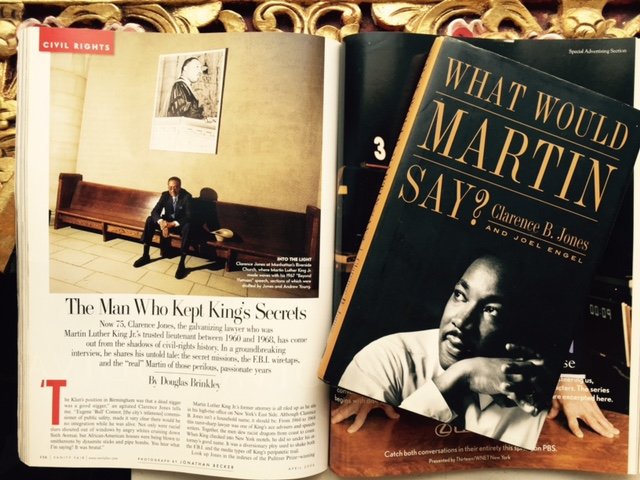 Clarence-Jones article from Vanity Fair and Cover of What would Martin Say Book